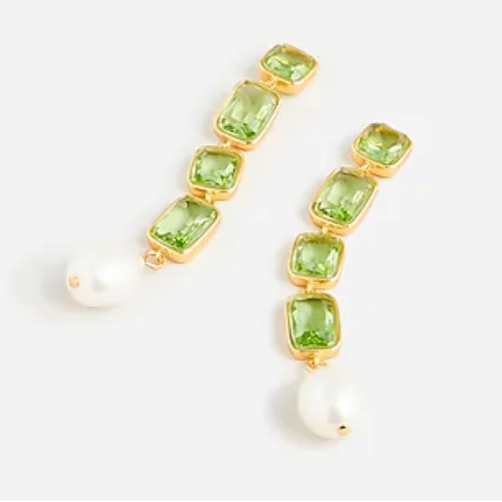 JCREW Crystal and Pearl Drop NWT OS Light Pistachio